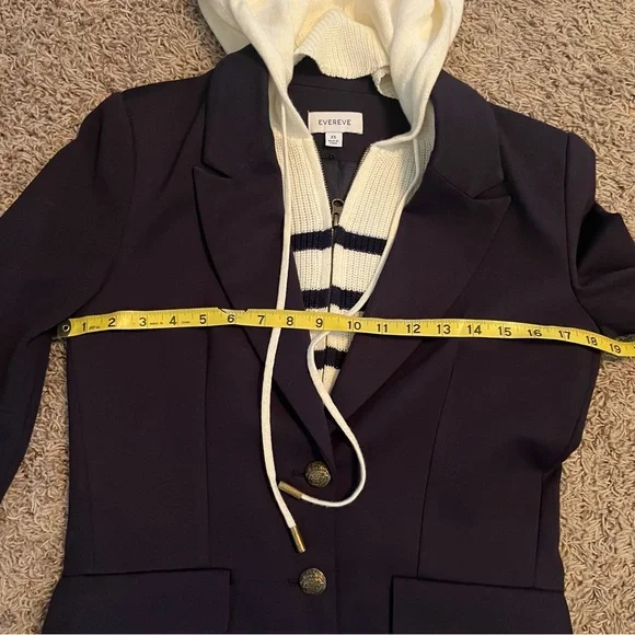 EVEREVE Navy White Removable Dickey 2 Button Dawson Blazer Sz XS Like New Preppy - Picture 10 of 15